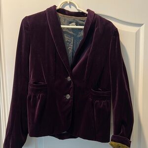 J Crew Women's Purple Velvet Blazer